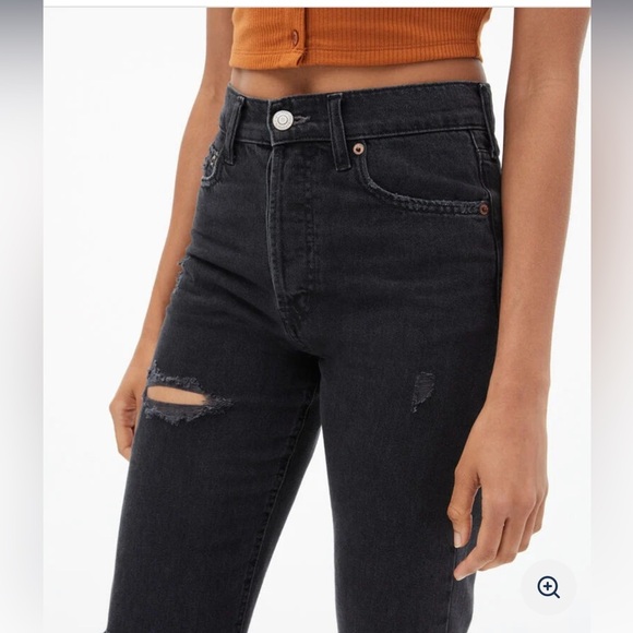 Aeropostale 90s High-Rise Baggy Jean in black size 00 - Picture 3 of 15